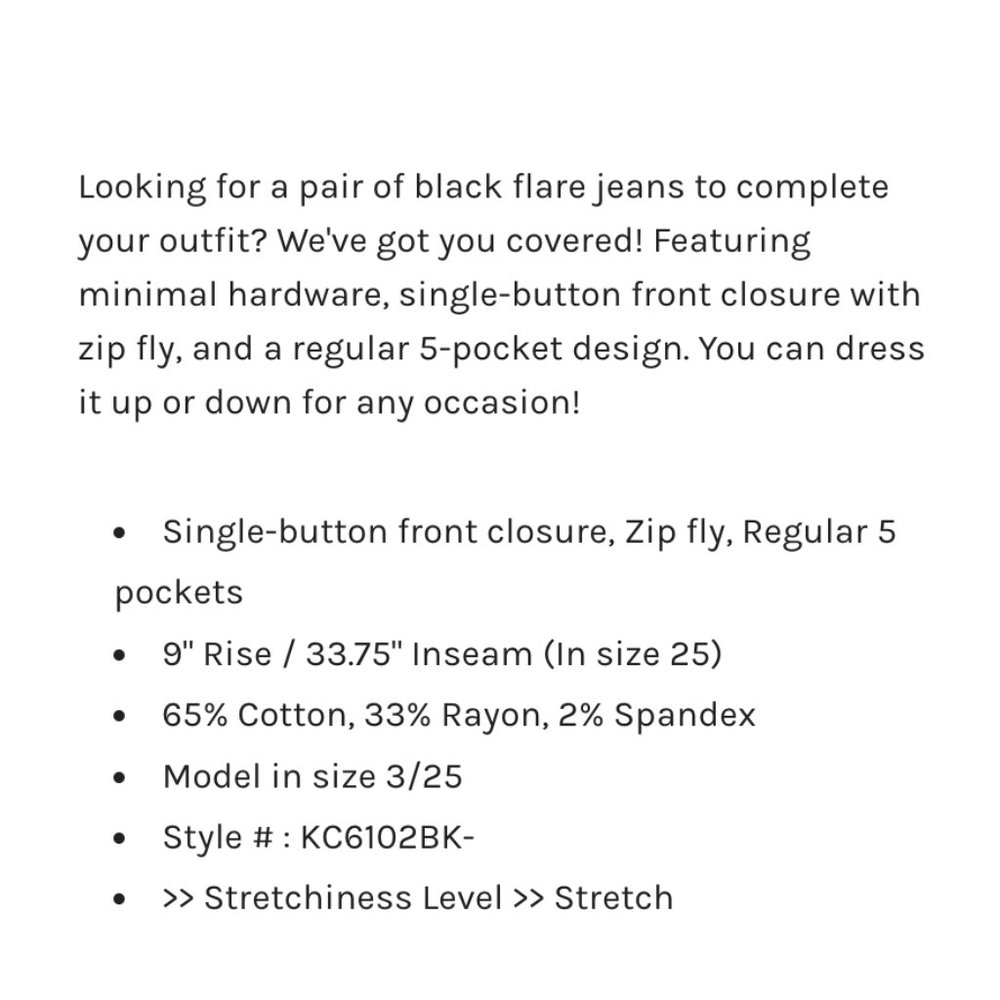 KanCan Ilene Mid Rise Flare Jeans Black SZ 30 - Picture 10 of 11
